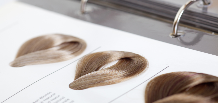 Hair samples in different shades of brown.