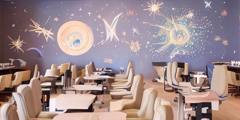 Create a celestial-themed nail salon that captures the wonder of the cosmos.
