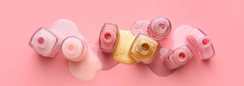 Different colors of nail polish for pregnant women.