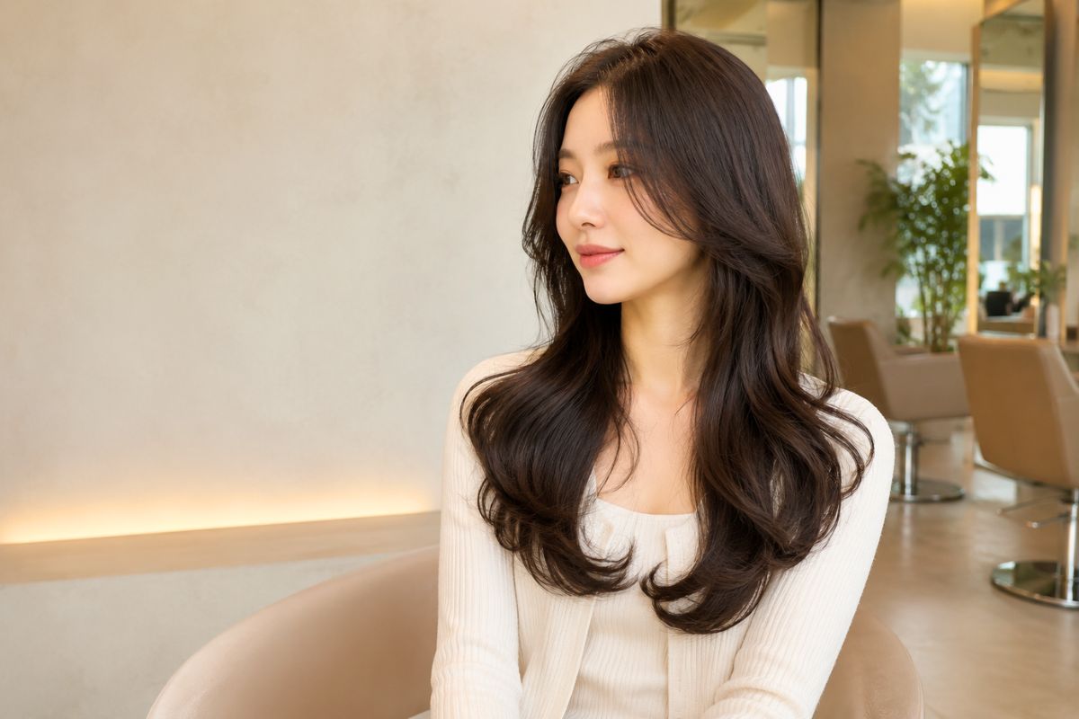A woman that has Korean perm hair.