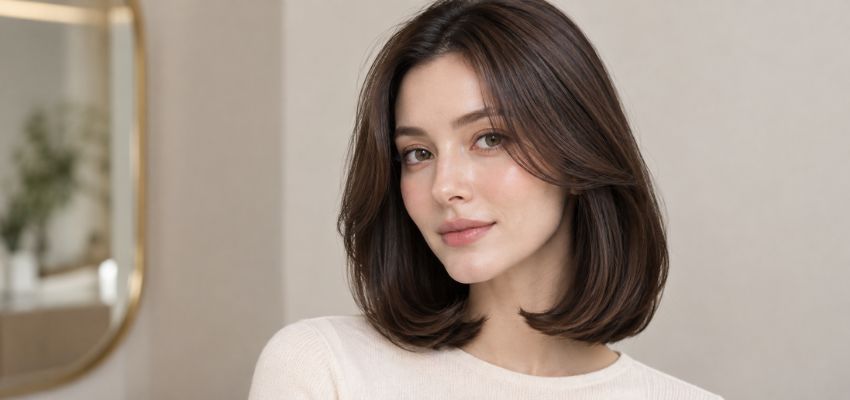 Soft, face-framing bob created with a modern korean perm for natural volume.
