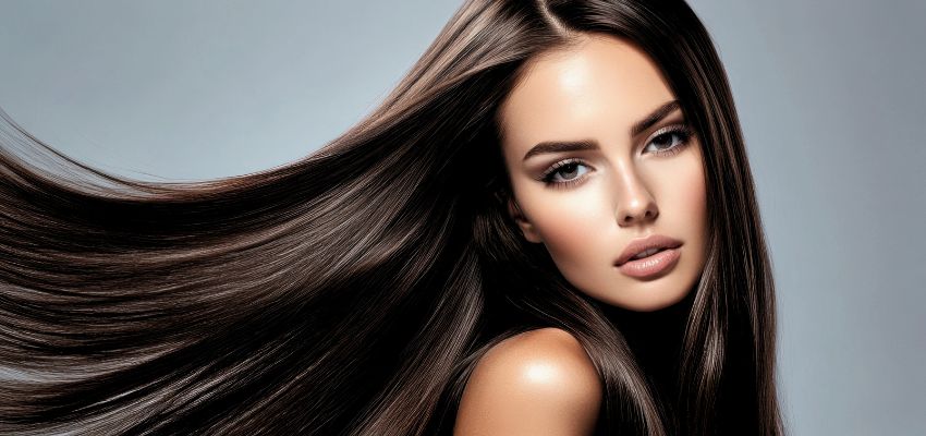 The woman was gorgeous with her shiny black hair.